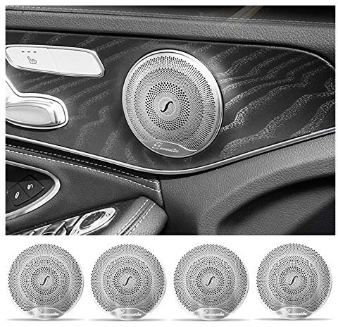 Shenghao Yige Store 4 stücke Auto Tür Audio Lautsprecher Dekor Decke Lautsprecher 3D Trim Aufkleber Fit Für Mercedes Benz AMG C E Klasse W205 W213 GLC Car Styling (Color Name : Matte Silver)
