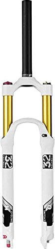 Fahrrad Luft MTB Vorderrad Gabel 26/27,5/29 Zoll, 140Mm Federweg Leicht Legierung 1-1/8 Mountainbike Federgabel 9Mm QR Weiß,26inch,Shoulder controlA