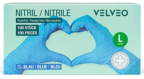 100 Stück Nitril Untersuchungshandschuhe in Spender-Box Größe wählbar: XS, S, M, L, XL, XXL Einweghandschuhe Einmalhandschuhe Größe L