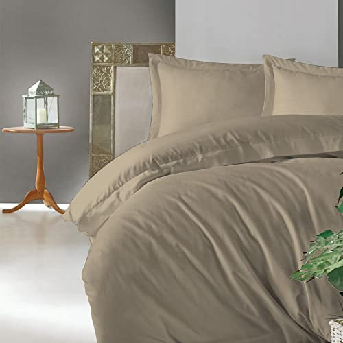 Pizuna Luxueux Set de 2 Taies d'oreiller 65x65 cm Simplement Taupe, 100% Coton Longue Tige 600 Fils Armure Satin Taies d'oreiller Douces 65x65 en Coton (Simplement Taupe Taies d'oreiller 2 Pièces)