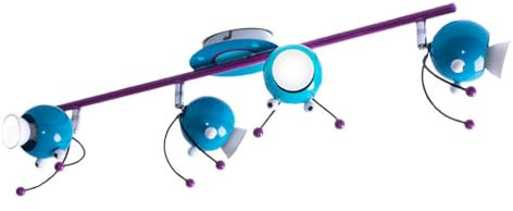 etc-shop Deckenleuchte Kinderzimmerlampe Leuchte Deckenlampe Spielzimmer, 4 flammig Spots beweglich, Stahl lila türkis, 4x GU10 4W 240Lm 3000K, LxH 76x17,5cm