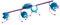 etc-shop Deckenleuchte Kinderzimmerlampe Leuchte Deckenlampe Spielzimmer, 4 flammig Spots beweglich, Stahl lila türkis, 4x GU10 4W 240Lm 3000K, LxH 76x17,5cm