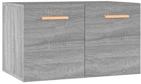 vidaXL Armario Pared Mueble Aparador Almacenaje Colgante TV Estante Flotante Salón Casa Decoración Madera Contrachapada Gris Sonoma