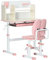 HOMCOM Banco Scuola con Sedia per Bambini 3-12 Anni Altezza Regolabile, Scrivania per Bambini con Piano Inclinabile e Cuscini Imbottiti, Acciaio e MDF, Rosa