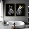 Löwe und Löwin mit Krone Leinwand Bilder, Schwarz Weiß Tier Poster Dekoration, Wildes Tier Kunst Drucke für Wohnzimmer Wohnkultur Dekor Kein Rahmen (Löwe -1, 2x40x60cm)