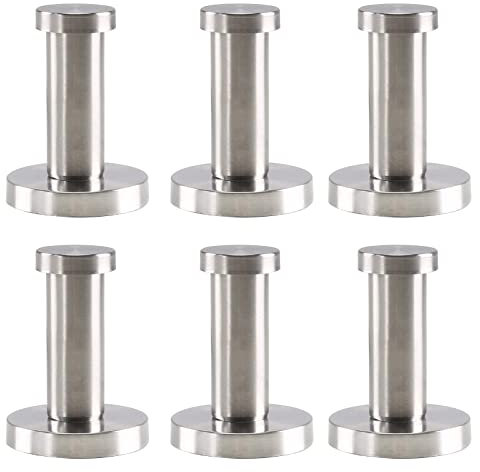 FINDIR Lot de 6 Crochets Patere Mural Inox Ronds Argent Patères de Salle de Bains Support Mural en Acier Inoxidable de 52 mm Crochet Mural Peignoir pour Serviette Manteau Chambre Cuisine