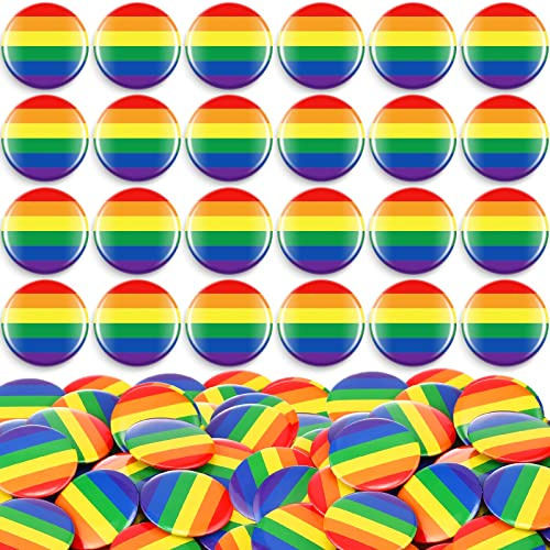 Henoyso 360 Stück Gay Pride Pins Runde Regenbogen-Pinback-Knöpfe 3,8 cm LGBTQ Regenbogen LGBT Button Pin für Pride Month Events Parade Aktivitäten, Metall, Metall