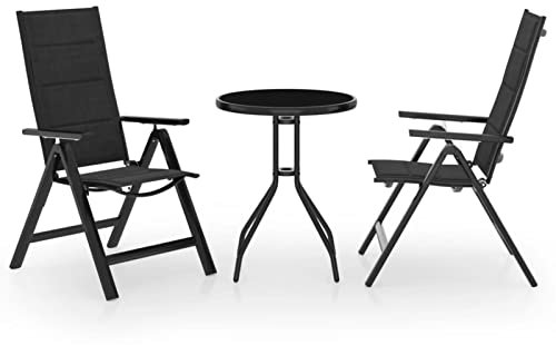 XIAOGUANG 3-TLG. Bistro-Set, Bistrotisch Mit 2 Stühlen, Gartenset Tisch Und Stühle, Balkontisch Klein, Bistroset, Schwarz und Anthrazit