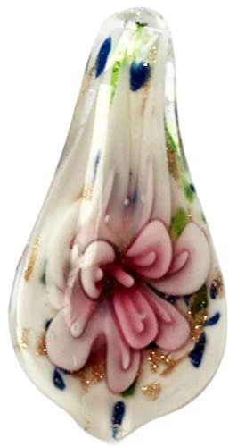 HXSCOO Joyería de Moda 18x33mm Murano Cristal Flor Colgante Cuenta (Color : Purple C7394)