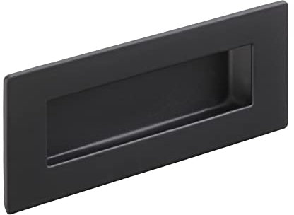SOTECH Muschelgriff EL-11 120 x 50 mm schwarz matt (doppelt pulverbeschichtet) Einlassgriff aus echtem Edelstahl Möbelgriff zum Einlassen