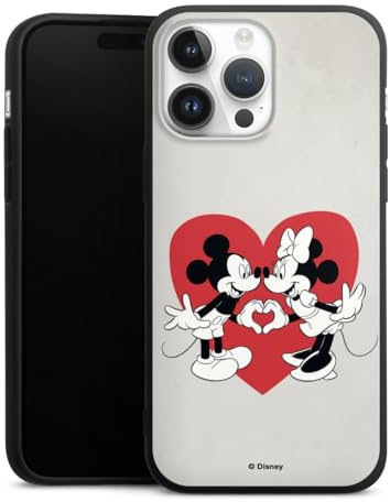 DeinDesign Cover in Silicone Premium Compatibile con Apple iPhone 14 PRO Max Custodia del Telefono Cellulare Nero Cover Topolino e Minnie Cuore Disney