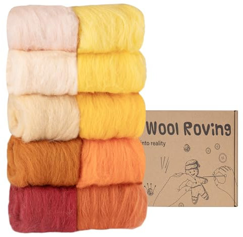 Homewit Filzwolle,10 Farben Je 10 Gramm,Wolle Zum Filzen,Filzwolle Trockenfilzen Und Filzwolle Nassfilzen,Märchenwolle Zum Filzen, Für Starter DIY Wolle Handwerk Filzwolle