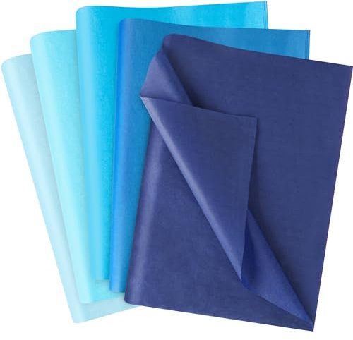 VGOODALL 75 Blatt Blaue Bunt Seidenpapier, Tissue Papier 50cm x 35cm Bastelpapier Geschenkpapier für Meerjungfrau Geburtstagsfeier Geburtstag Hochzeit