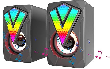 pologmase Gaming Speakers | Multimedia Speaker for RGB Game Monitor | Computer Wired Speaker Desktop Speaker USB Multimedia with Light Effect