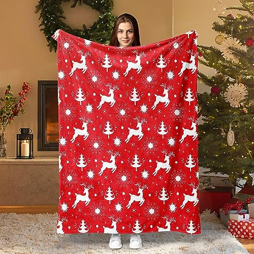 HSGLGNA Weihnachten kuscheldecke Weihnachten sofadecke Superweiche Weihnachtsflanell Decke Klassische 3D Druck Weihnachtsmotive erhältlich (150x200 cm, C)