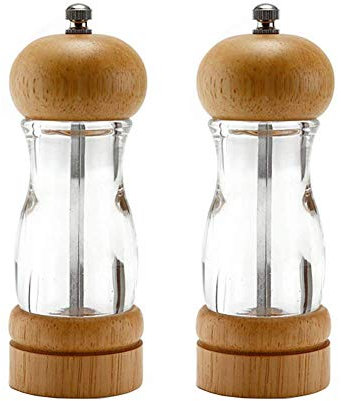 Macina sale e pepe manuale regolabile in legno, set regolabile di macina sale e pepe grosso e fine, con macinini per spezie con nucleo in ceramica, 2