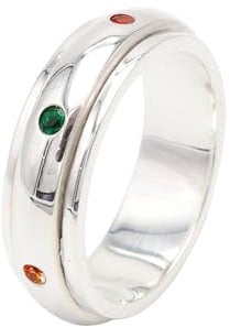 Jay Jools 7 Chakra Spinner Ring – 925 Sterling Silver Fidget Ring, Yoga Spinner Band for Women & Men, Seven Chakra Jewelry US 12