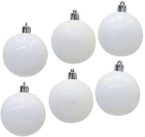 6st Weiße Weihnachtskugel Weihnachtsparty Liefert Christbaumkugel-Ornamente Feiertagsbaumkugeln Baum Hängende Ornamente Partydekorationen Plastik Weihnachtsbaum Festival Zubehör