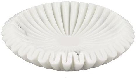 Fofetbfo Hand Crafted Marble Bowl, Vintage Ruffle Bowl Antique Scallop Bowl Rings Keys Dish, Decorative Trays for Entryway Home Living Room Table