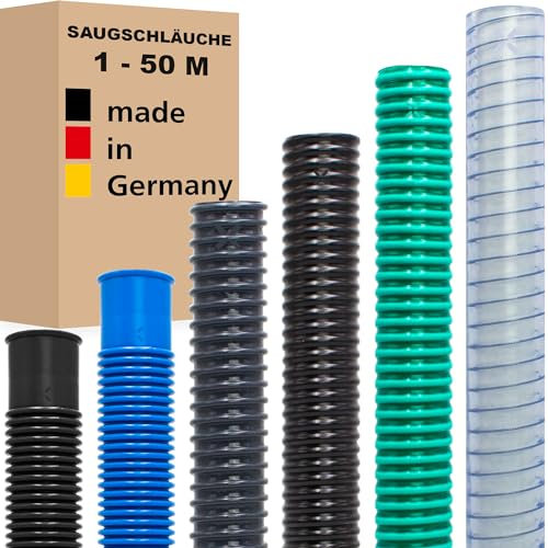 Saugschlauch Spiralschlauch Pumpenschlauch Förderschlauch Wasserschlauch Druckschlauch Poolschlauch - Made in Germany (32 mm (1 1/4) - 6 Meter, Poolschlauch - Blau)