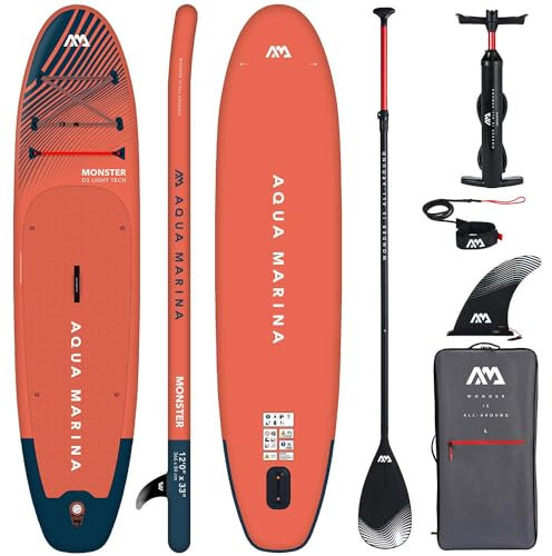 Campsup SUP Aqua Marina Monster 12'0 Aufblasbares Stand Up Paddle Board | 366 x 84 x 15 cm | Surfboard für Einsteiger & Fortgeschrittene mit zubehör | Tragkraft bis 170 Kg