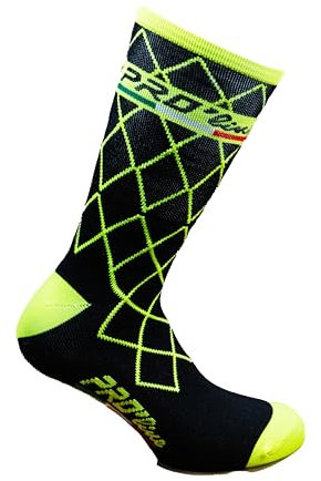 PRO' line CALZE CALZINI CICLISMO PROLINE TEAM GIALLO FLUO CYCLING SOCKS 1 PAIO ONE SIZE NEW LINE 38-41