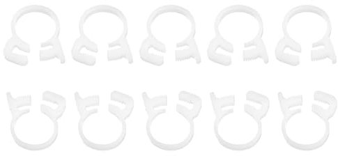 sourcing map 20 Pcs Double Snap Grip Hose Clamps, Plastic 13.5-15.5 Mm/0.53-0.61 Inches Inner Dia Adjustable Several Ratcheting Tubing Clamp for Home, White
