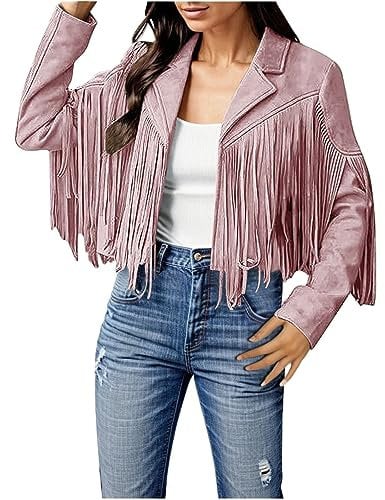 -Jacken Kunstleder mit Fransen, modische Quasten-Motorrad-Kurzmäntel Schwarzer Filzmantel Damen Herbst Winter Mantel