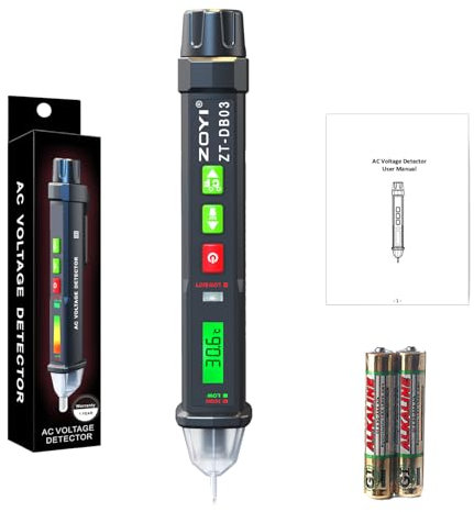ZOYI ZT-DB03 Voltage Tester Non Contact Electric Tester Pen 48V-1000V/12V-1000V AC Dual Range Electrical Voltage Detector with Live Wire Break Point Test Flashlight Waterproof & Alarm