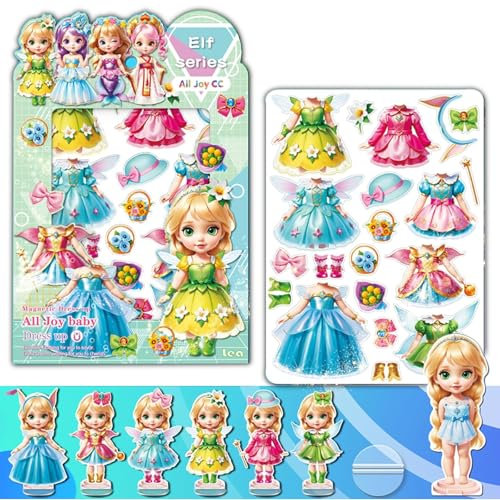 Magnetische Anziehpuppen, Magnetische Anziehpuppen Set mit magnetischen Anziehpuppen und Mädchen Kostüme, Kleinkind Mädchen Spielzeug für Mädchen Alter 3+ Pflege Kreativität (Elf-Serie)