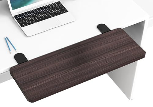 Ergonomic Foldable Keyboard Tray with Armrest Support for Desks and Tables Walnut Finish (55 * 24cm)