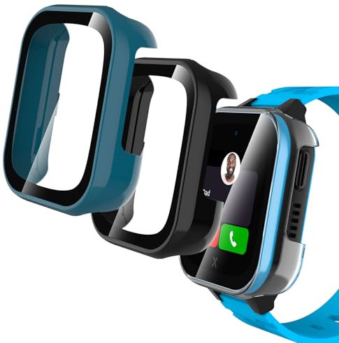 Hianjoo 3*Stück Hülle mit Schutzfolie Kompatibel mit Xplora XGO3, Rundum-Abdeckung PC Displayschutz Hülle, Schutzhülle Kompatibel mit Xplora XGO 3 (Transparent+Schwarz+Grün)