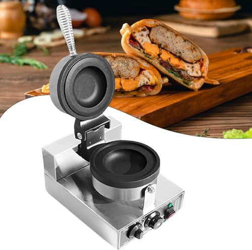 Gaufrier éLectrique AntiadhéSif Pour Panini Et Hamburgers, Gaufrier éLectrique D'IntéRieur Avec PoêLe En Fonte AntiadhéSive,110V
