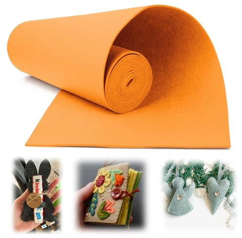 Mbsomnus Filz Meterware 3 mm x30 cm x300 cm Filzmatten zum Zuschneiden Orange Filzunterlage Filzstoff Meterware Filz zum Basteln Polyester Bastelfilz für Aufbewahrungstaschen Handarbeit Patchwork