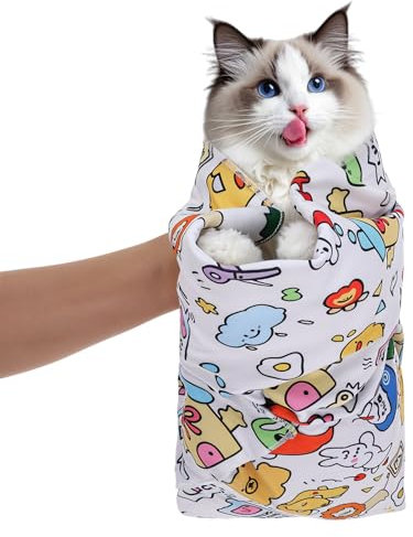 Cat Grooming Wrap Cat Wrap for Cutting Nails Katzen Wickel Bissschutz Grooming Katzenpflege Wickeltuch Verstellbare Bisssicherer Fesseltuch für Biss und Kratzschutz