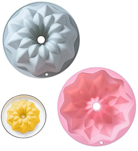 Zliger 2 Stück Gugelhupfform 16 cm, Gugelhupfform Silikon, Gugelhupf Backform, Wiederverwendbare Kuchenform Set, Backform für Gugelhupf aus Silikon (Grau + Rosa)