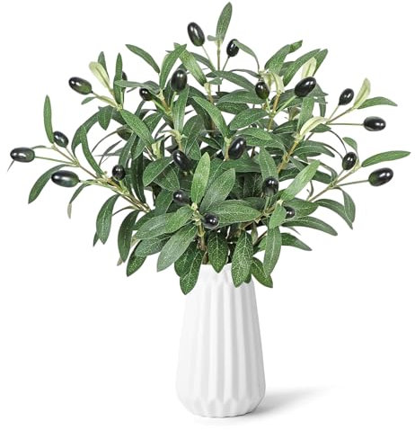 CYIOU 12 Pièces Branches d'olive Artificiel Plante 30 cm/11.8 Pouce Branches D'olivier Artificielles Interieur Branche Olivier pour Table à Manger Vase Bouquet de Mariage Décorer