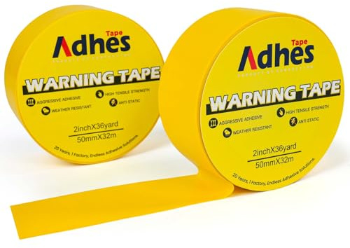 ADHES Ruban De Marquage Au Sol, 2 Rouleaux 50MM X 32M PVC Ruban De Balisage | Marquage De D'Avertissement Hazard– - Pour DéLimiter Les Zones De Danger Ruban Jaune