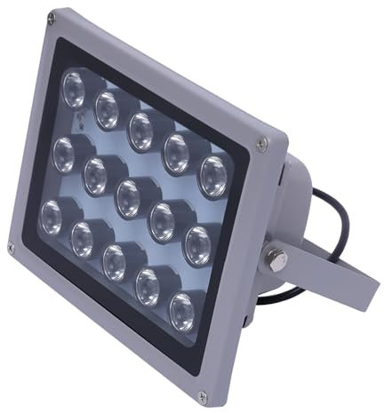 Sicherheitsbeleuchtung,850nm Strahler,Nachtsicht Infrarot Strahler Licht,DC12V Weitwinkel IR-Illuminator Licht 15 LED für Nachtsicht,Rundstecker,HD-Verstärktes Glas,für Überwachung Häusern
