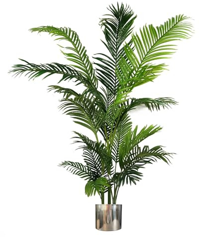 Leaf Large Artificial Palm Tree With Metal Planters