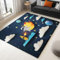 Generisch 3D Druck Teppich Cartoon-Astronauten-Raumschiff 140x200cm Moderner Wohnzimmer rutschfest Teppich, für Schlafzimmer Büro Esszimmer Küche, Waschbar und Pflegeleicht