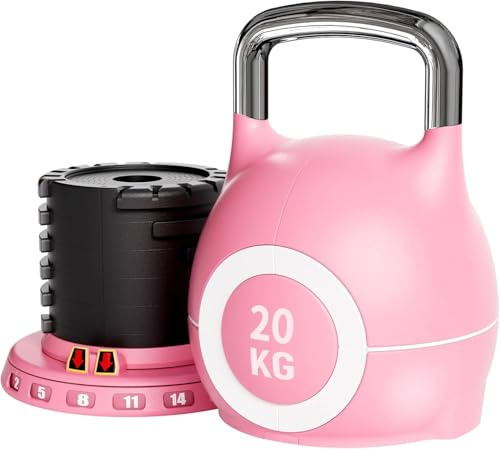 LIFERUN Kettlebell Verstellbare 2-20 kg Kugelhantel für Home Gym | Dumbbells 7 in 1 Gewicht Hantel Set für Fitnessgeräte Krafttraining, Kurzhanteln und Sportgeräte