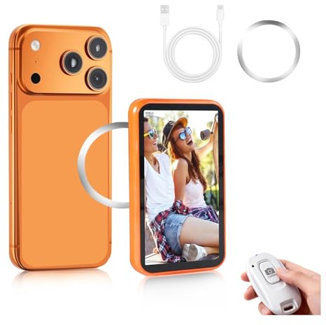 RUIZHI Handy Selfie Monitor, Magnetischer Vlog Bildschirm Selfie Monitor mit Lautsprecher, Große Reichweite, Smartphone Rückkamera für iPhone & Android, Kabellos