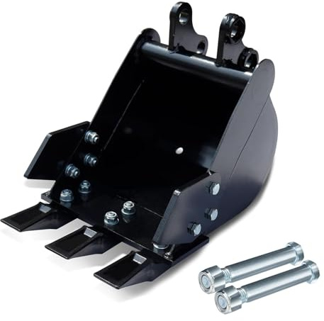Cazo Excavadora Pequeña Acero Manganeso 300mm, Dientes Metálicos, para Excavadoras 1 a 1.8 Ton - Alta Durabilidad, Fácil Instalación, Uso en Jardinería y Construcción