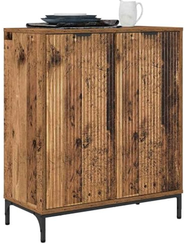 Tomostar Anrichte für Küche, Sideboard, niedrig, Aufbewahrungsschrank, Wohnzimmer, Holz, Antikholz, 69,5 x 33 x 82 cm