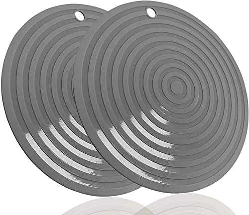 2 Pack,Silicone Trivet Mats/Hot Pads,Pot Holder,9.45Diameter Non Slip Flexible Durable Heat Resistant Pot Coaster Kitchen Table Mats (Round Coffee)