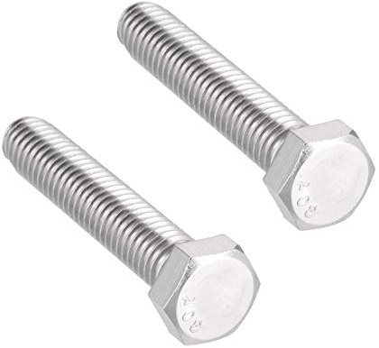 sourcing map 3/8-16 x 2 UNC Bulloni a vite a testa esagonale A2-70(304) in acciaio inox completamente filettati, 2 pezzi