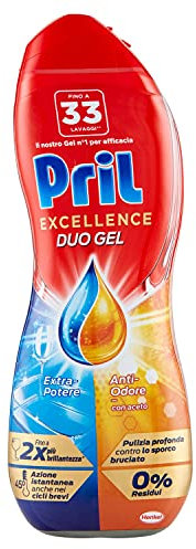 Pril Excellence Duo Gel Lavastoviglie Anti Odore, Detersivo con Sgrassatore Attivo, 132 Lavaggi, 4 x 600 ML