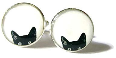 Death Devil Manschettenknöpfe mit Kunstbild, Geschenk der Liebe, Katzen-Manschettenknöpfe, Metall