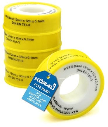kör4u 5x Teflonband DVGW für Gas und Wasser PTFE Band Dichtband Gewindedichtband